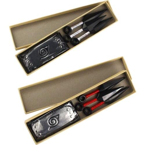 13cm Naruto Shippuden Anime Headband Darts Red White Weapoon Kakashi Sasuke Cosplay Props PVC Action Figure Model Toys Kids Gift