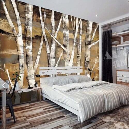 Silver Birch Tree Photo Wallpaper Murals for Bedroom Landscape Wallpapers European Retro Abstract Wall Paper 3D Custom Size