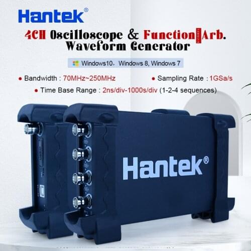 Hantek PC Oscilloscopes 70MHz~250MHz 4CH USB handheld oscilloscope DDS/Arb Waveform Generator 6204BD/6254BD/6104BD/6074BD