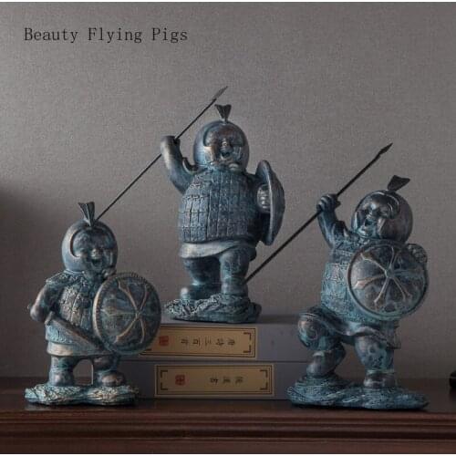 Chinese Terracotta Warriors Sculpture Ornaments Resin Office Living Room TV Cabinet Desktop Decorations Crafts Home Decor