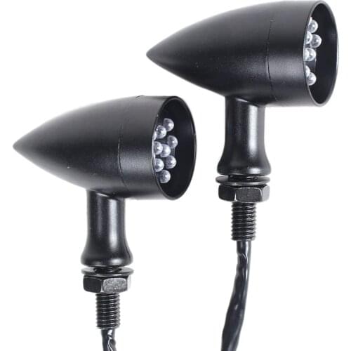 2Pcs Retro Motorcycle Turn Signal Light LED Brake Amber Light Blinkers Flashers for Honda Suzuki Cafe Racer Black