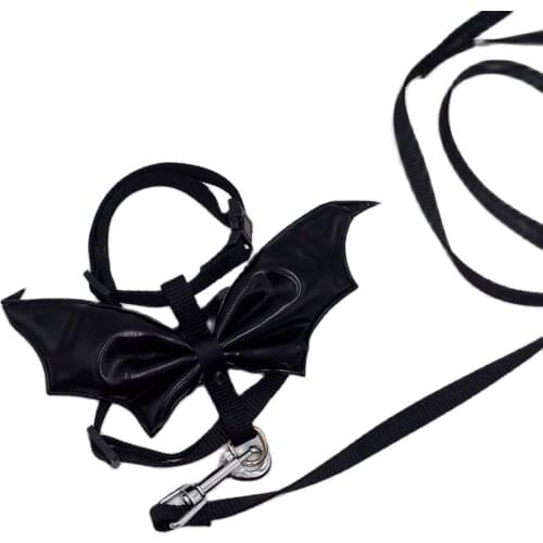 Black Wings Small Dog Harness Leash Set Bat Wing Pet Cat Vest Harness Leash Puppy Dogs Chihuahua Halloween Kitten Accessories