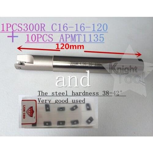 1PCS BAP300R C16-16-120-1T BAP Right Angle Shoulder End Mill and 10PCS APMT1135 Inserts