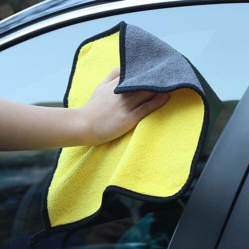 Coral Fleece Absorbent Car Cleaning Towel Double-sided Non-linting Car Wash Towel Multifunctional Cleaning Brush 30*30CM