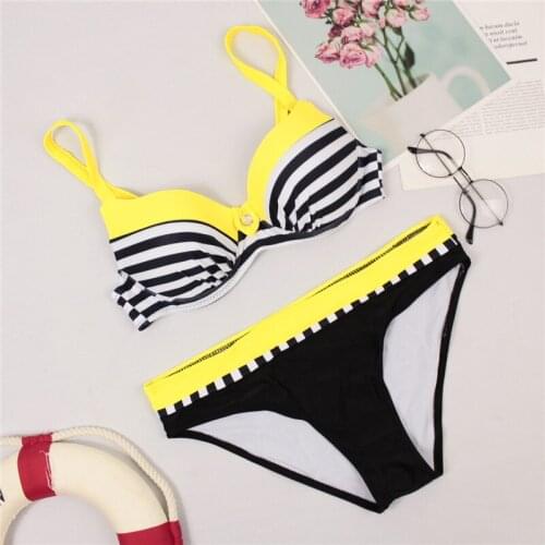 Women Sexy Swimsuit Two Piece Push Up Female Bikini Swimwear Swim Separate Brazilian Striped Bathing Suit