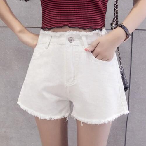 Summer 2018 new Korean version of denim baggy students hot pants thin spring wide legged high waist shorts woman summer LQ0123
