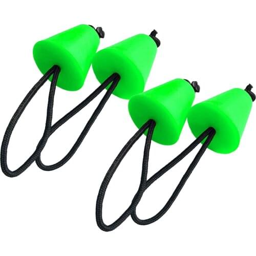 Lot 4 Green Rubber Kayak Marine Boat Scupper Plugs Drain Holes Stoppers Bungs with Rope Lanyard