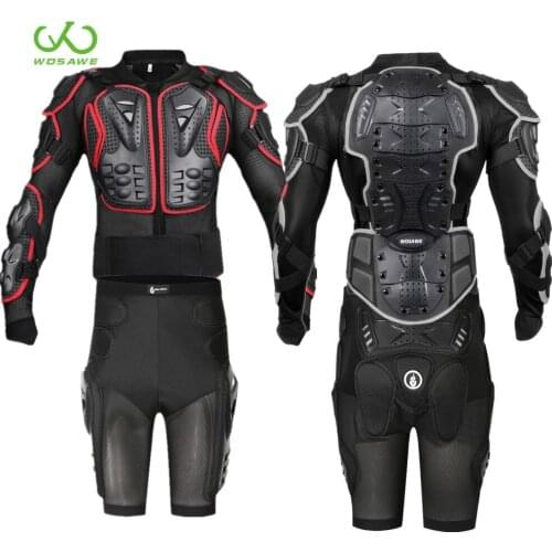WOSAWE Motorcycle Armor Jacket Body Support Bandage Motocross Guard Brace Protective Gear Chest Ski Knee Hip Butt Protection Kit