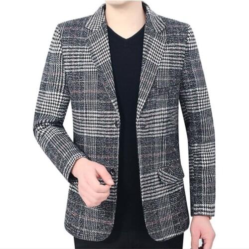 New Arrival Men Blazers Suit Coats Male Business Casual Plaid Blazers Coat Brand Clothing