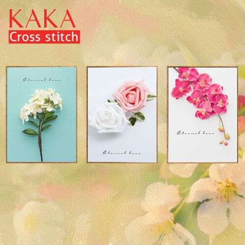 Trilogy Cross stitch kits Embroidery needlework sets with printed pattern,11CT canvas,Home Decor for garden House,5D Flowers