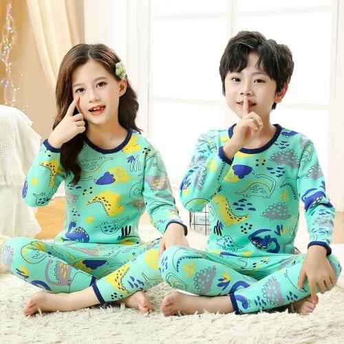 New Pyjamas For Children Cartoon Sleepwear Homewear Winter Kids Clothes Pants Set Baby Girls Outfits Boys Dinosaur Pajamas Suit