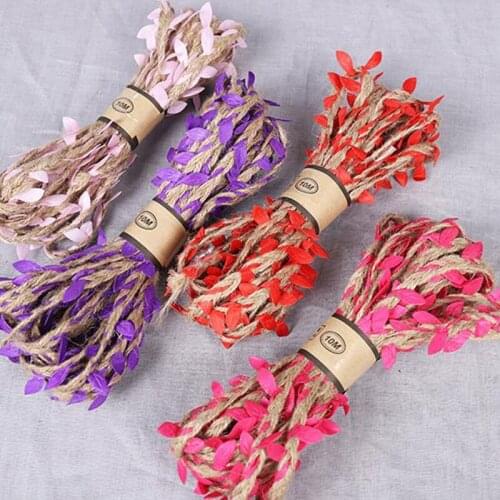 New arrival 10M Hemp rope simulation vine leaf bouquet packaging decoration rope DIY Wedding Birthday Evening party