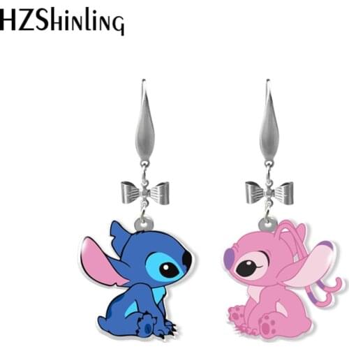 2021 New Arrival Lilo and Stitch Angel Characters Epoxy Acrylic Dangles Handmade Fish Hook Earrings