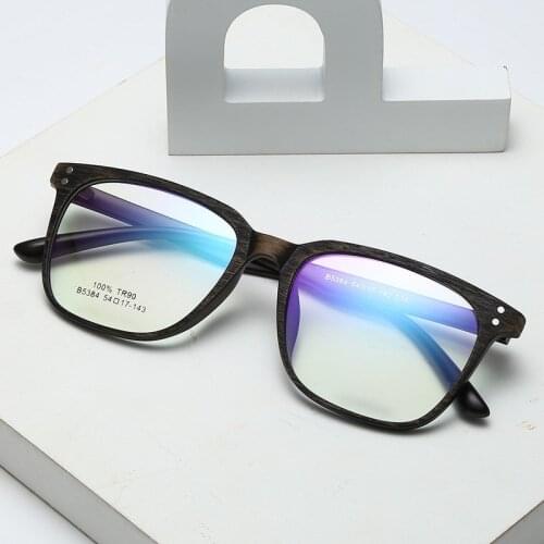 Retro Glasses Frame Men And Women Square Large Frame Ultra Light Wood Grain Glasses Frame Optical Prescription Gasses 5384