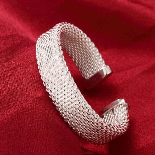 Silver Plated Bracelet Factory Direct Fashion Trend Ladies Bracelets Woven Mesh Open Bracelet Wholesale Dropshipping B029