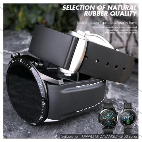20mm 22mm Rubber Watch Strap Black Orange Watch Band for HuaWei GT2 Samsung Galaxy S3 Omega Seamaster Seiko Longines Bracelet