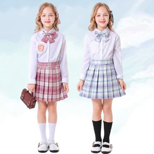 JK Uniform Suit for Girls Harajuku Japaneses Style Sweet Cute Ladies Plaid Mini Pleated Skirt S-xxxl