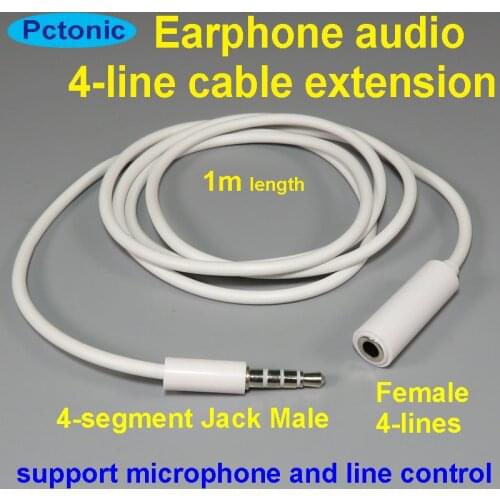 PCTONIC earphone line wire extension for phone iphone samsung headset 3.5mm plug Jack male to female audio cord with microphone