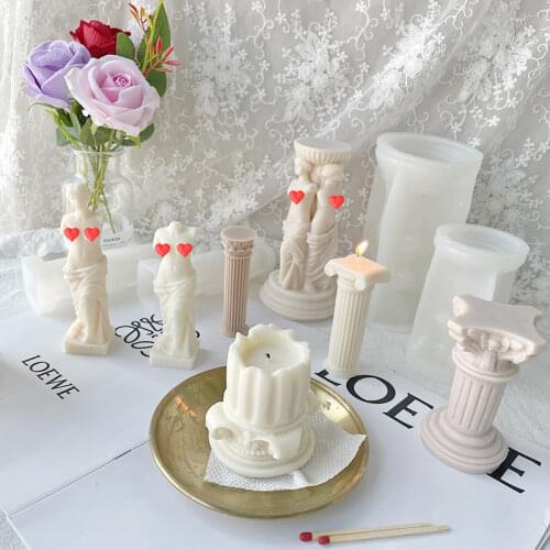 3D Body Art Silicone Mold Roman Column Silicone Mold DIY Venus Goddess Cross Candle Human Body Plaster Mold Ancient Roman Column