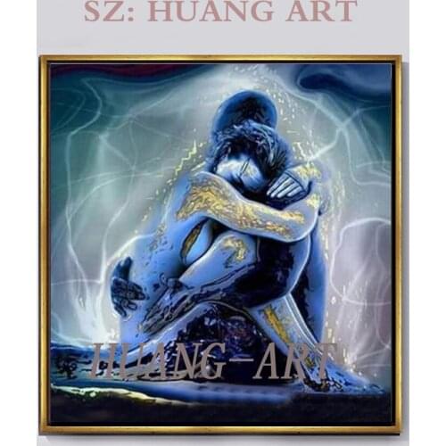 Modern hand-painted oil painting knife painting figure painting lovers cloth wall decorated hall hotel the wall of the sitting r