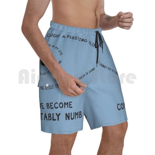 Comfortably Numb Beach Shorts Men Beach Pants Swim Trunks Comfortably Numb Typography Lyrics Quote Music