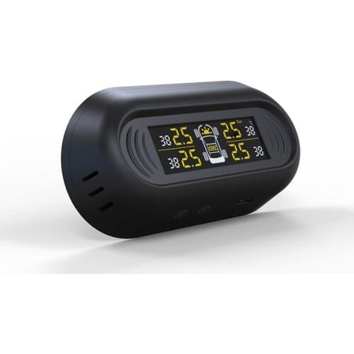 Solar Power USB TPMS Car Tire Pressure Monitoring System with 4 Internal Sensor,LCD Color Display Temperature Warning Device