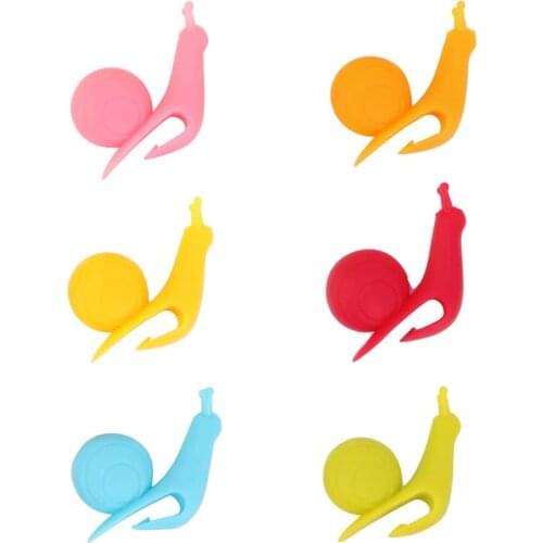 6 Pcs Teabag Holder Silicone Colorful Snail Shape Cup Hangers Organizer Accessories Drink Marker for Mug Home Gathering Party