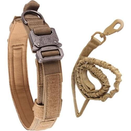T84E Nylon Adjustable Collar Military Dog Collar Heavy Duty Metal Buckle with Handle Dog Collar for Dog Training&Service
