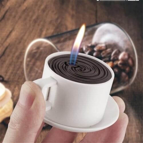 Coffee Cup Funny Unusual lighters Torch Turbo Lighter Gas Lighter Cigar Cigarette Lighters Smoking Accessories Gadgets for Men