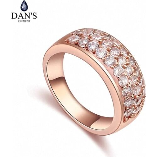DANS Real Austrian Crystals Brand AAA Zirconia Micro Inlays Fashion Ring for women New Geometric 109996rose