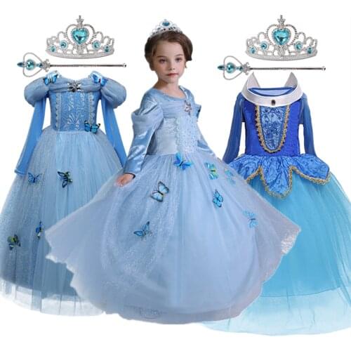 Fancy Girl Princess Dress Cosplay Costume Kids Sequins Gown Children Carnival Halloween Party Dress up Accessory 8 10 Years