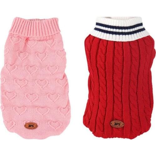 Winter Warm Cat Dog Clothes Simple Christmas Sweater For Small Yorkie Coat Knitting Crochet Cloth Dog Supplies Dog Daily Outfit