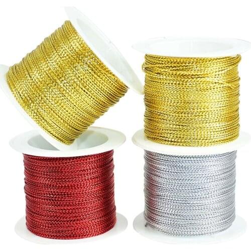 20 Meters 1mm Gold Silver Cord Twine Ribbon Tag Bracelet Making DIY Gift Packing Rope Wedding Party Decoration String Thread