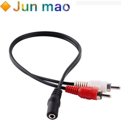 1PCS RCA Cable 3.5mm Jack Stereo Audio Cable Female to 2RCA Male Socket to Headphone 3.5 AUX Y Adapter for DVD Amplifiers