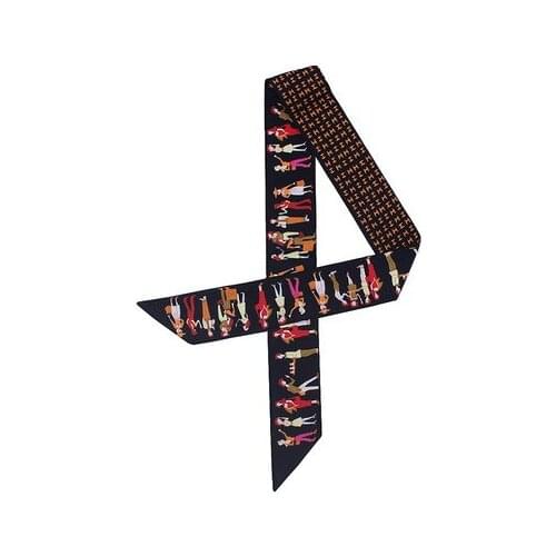 100*5cm New Paris Holiday Printing Tie Bag Small Ribbon Womens Twill Silk Scarf Hair Band