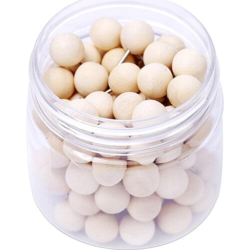100PCS Wooden Thumbtack Drawing Push Pins for Photo Wall Soft Board Wood Cork Board Map Pin Wood Head Positioning Needle Pins