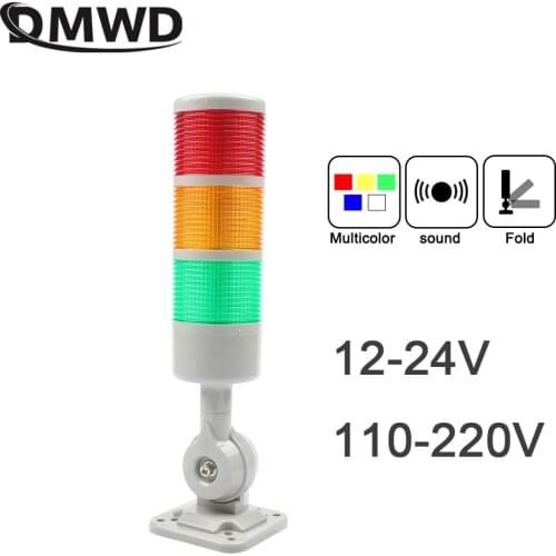 3 layers Rotatable 180 Stack light Red warning light industrial for CNC machine DC 24V 12V AC220V 110V Steady flashing light LED