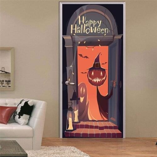 3D Door Sticker DIY Self Adhesive Waterproof Wallpaper Halloween Decorations for Doors Living Room Home Decor Mural Decal Poster