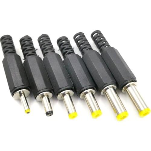 5pcs 5.5x2.5 5.5x2.1 4.8x1.7 4.0x1.7 3.5x1.35 2.5x0.7mm Male DC Power Plug Connector 180 degree Plugs cable Male Plug Adapter