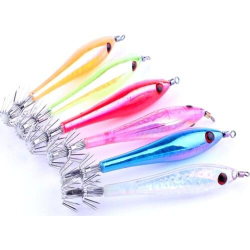 5PCS 9.5cm 6g Strong 2 stages Squid Jig Hook Squid bait jigs Green Bule Orange Pink White