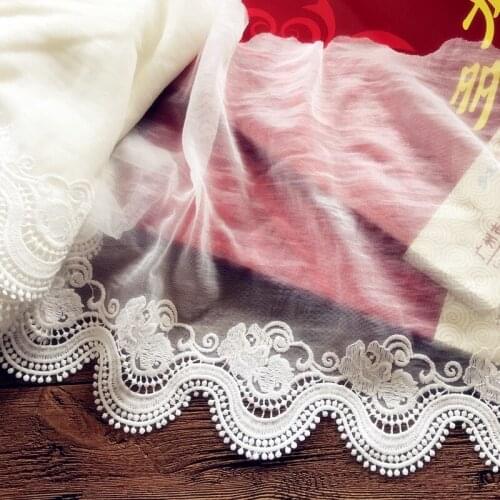 5Yards Embroidery White Lace Fabric Tissu Costura Mesh Tulle Guipure Cord Lace Sewing DIY Doll Cloth
