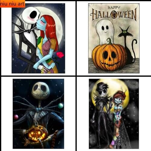 Full Square / Round Drill 5D Diamond Painting Nightmare Before Christmas Crystal Mosaic Picture Halloween Diamond Embroidery