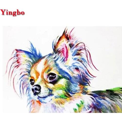 Full circular 5D DIY Diamond Painting watercolor chihuahua dog Diamond Embroidery pet Cross Stitch kits rhinestones pictures