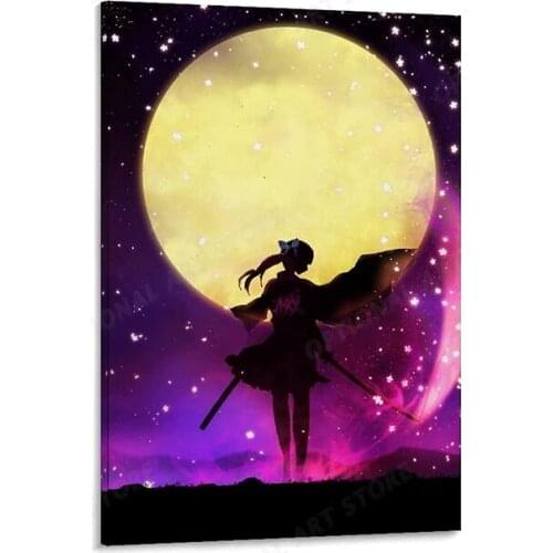 Anime Demon Slayer Moon Ninja Shinobu Kochō Poster Decorative Painting Canvas Wall Art Living Room Posters Bedroom Painting