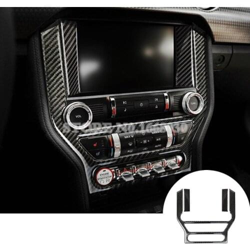 Carbon Fiber Center Console CD Panel Trim Cover 3pcs For Ford Mustang 2015-2017 Car accesories interior Car decoration