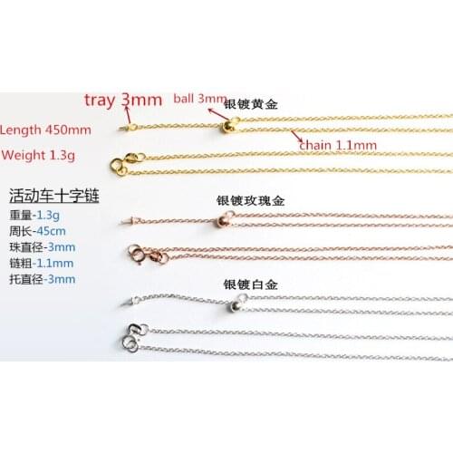 10pcs/lot Do it yourself chain real 925 sterling chain for pearl jewelry making