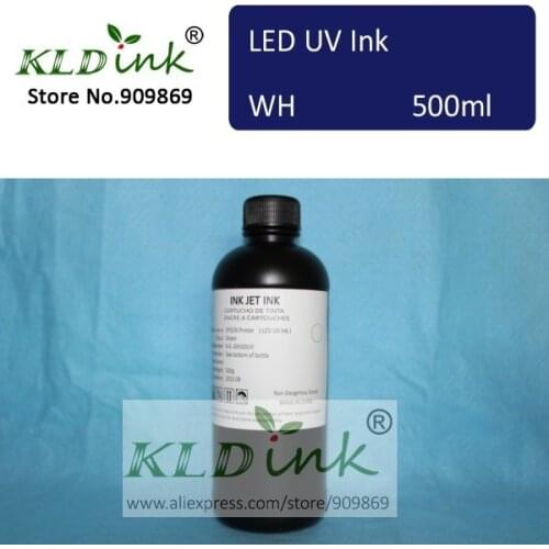 [ KLD Ink ] Compatible WHITE LED UV Ink for inkjet UV flatbed printer with DX5 DX6 DX7 printhead ( 1 piece X 500ml )