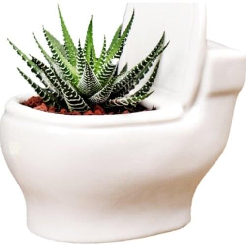 Plant Pots Funny Ceramic Toilet Shaped Succulent Vase Cute Flowerpot Ceramic Bonsai Pots Home Decoration Planter Pots,Desk Mini