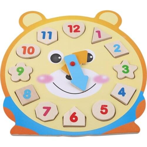 Children Wooden Bear Alarm Clock Jigsaw Puzzle Baby 1-6-Year-Old Cognitive Wooden Jigsaw Puzzle Wooden Puzzle Early Educational