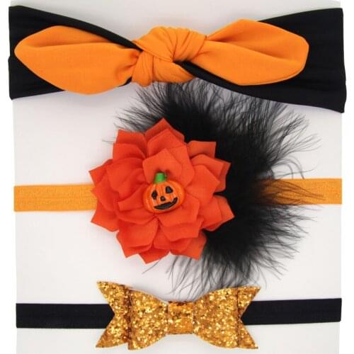 3-6Years Child Halloween Party Costume Matching Hair bands Pumpkin Designer Headbands Hair Accessory Set For Baby Kids Girls